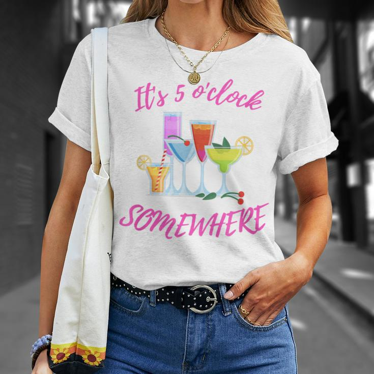 It's 5 O’Clock Somewhere Hello Summer Beach Lover Summertime T-Shirt Gifts for Her
