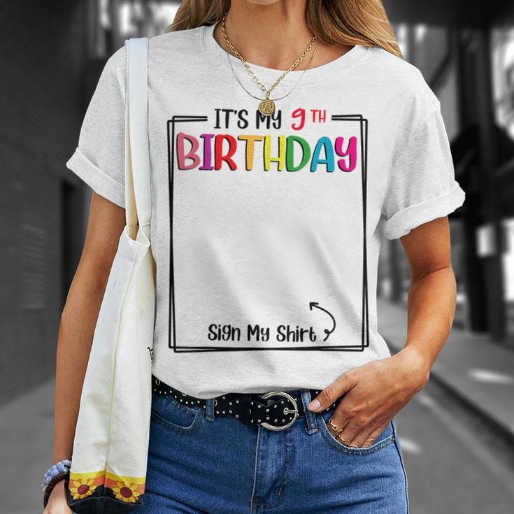It's My 9Th Birthday Sign My 9 Year Old Bday Party T-Shirt Gifts for Her