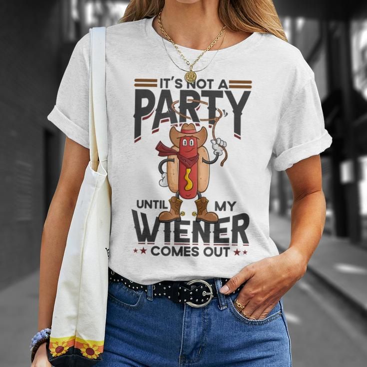 It's Not A Party Until My Wiener Comes Out Hot Dog T-Shirt Gifts for Her