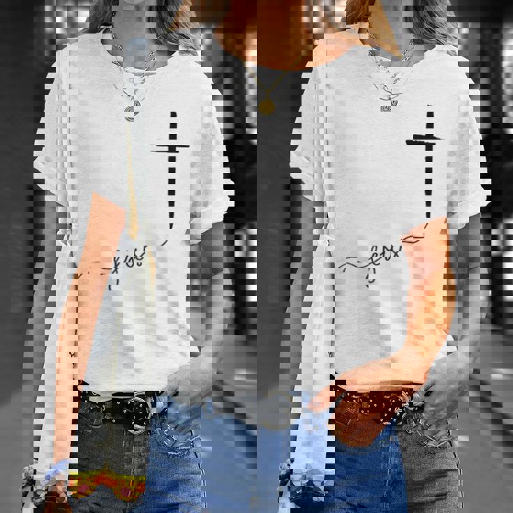 Jésus Avec Croix Chrétienne T-Shirt Cadeaux pour elle
