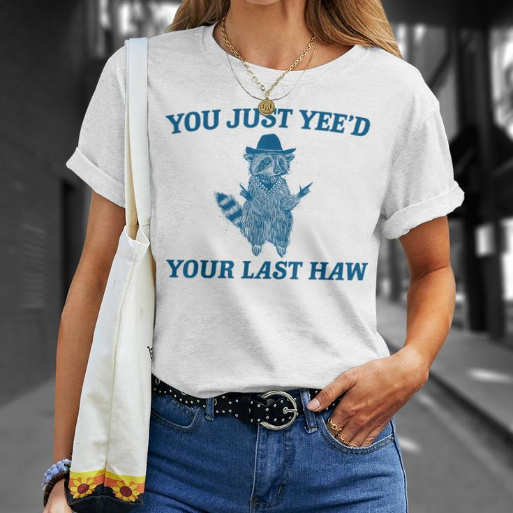You Just Yee'd Your Last Haw Retro Vintage Raccoon Meme T-Shirt Gifts for Her