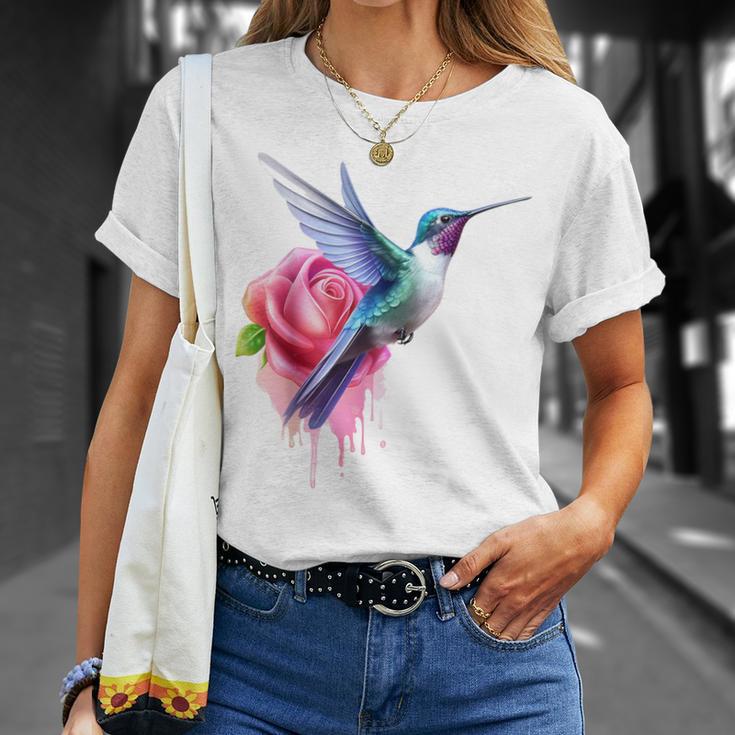 Kolibri-Kunst Rose Tier Bunte Grafik Kolibri T-Shirt Geschenke für Sie