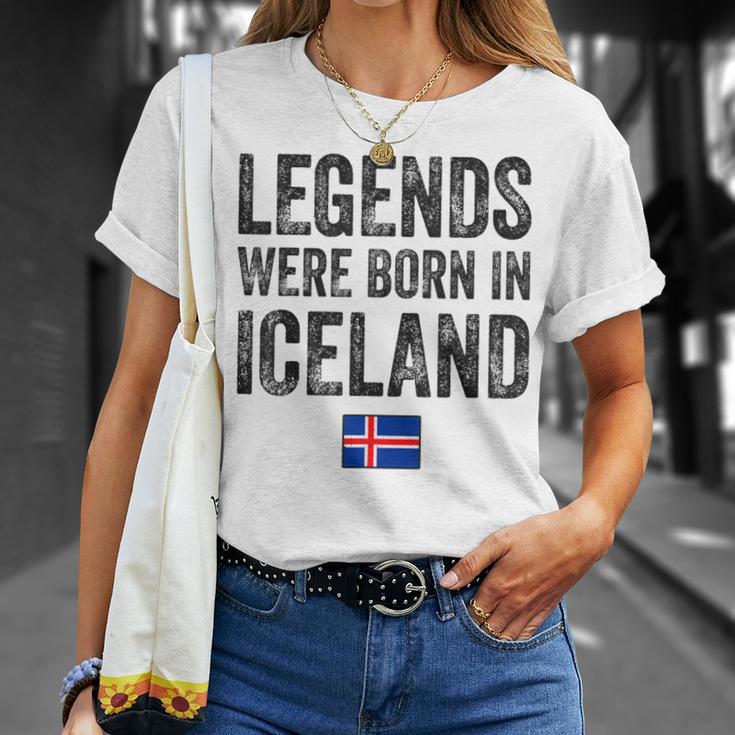 Legends Were Born In Iceland Icelandic Flag Pride Roots T-Shirt Gifts for Her