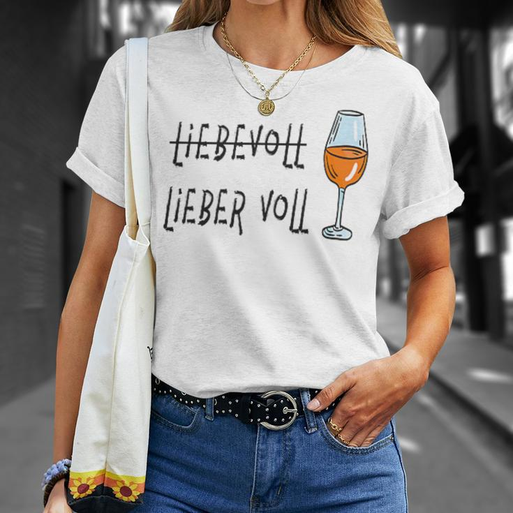 Lieber Voll Als Liebevoll Wein Spritz Genuss Alki Gray T-Shirt Geschenke für Sie