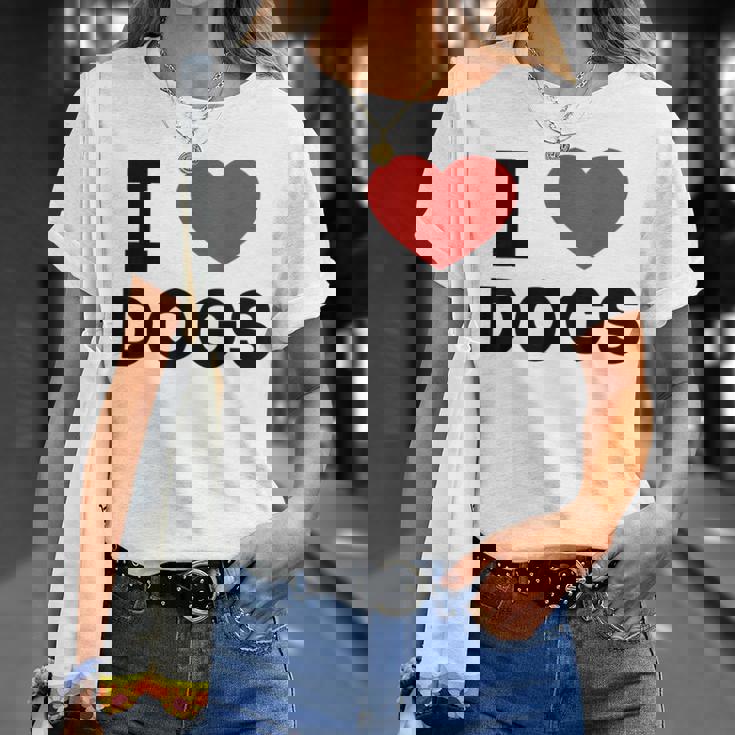 I Love Dogs Amante De Los Perros Retro I Heart Dogs Camiseta unisex Regalos para ella