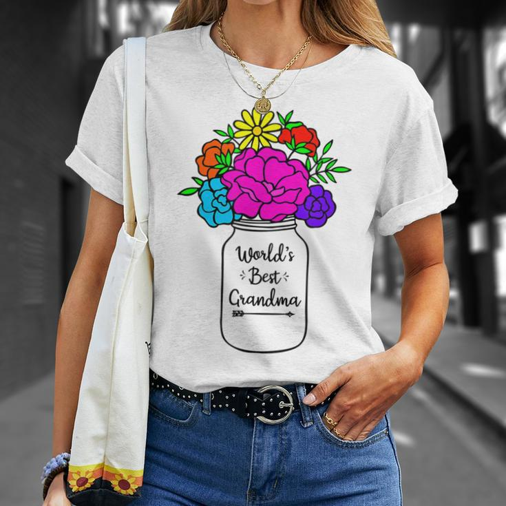Mason Jar Colorful Flowers Bouquet T-Shirt Gifts for Her