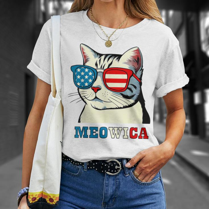 Meowica 4Th Of July Cat Sunglasses American Usa Flag Cat T-Shirt Gifts for Her