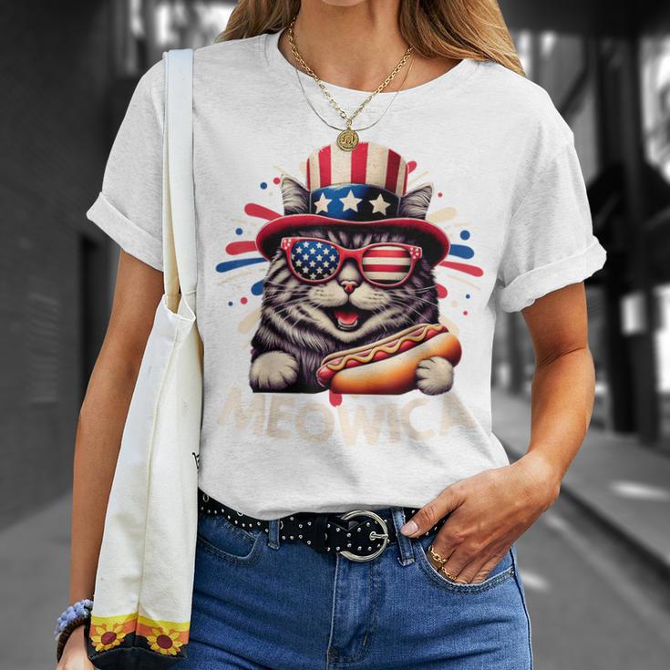 Meowica 4Th Of July Patriotic Cat American Flag 4Th Of July T-Shirt Gifts for Her