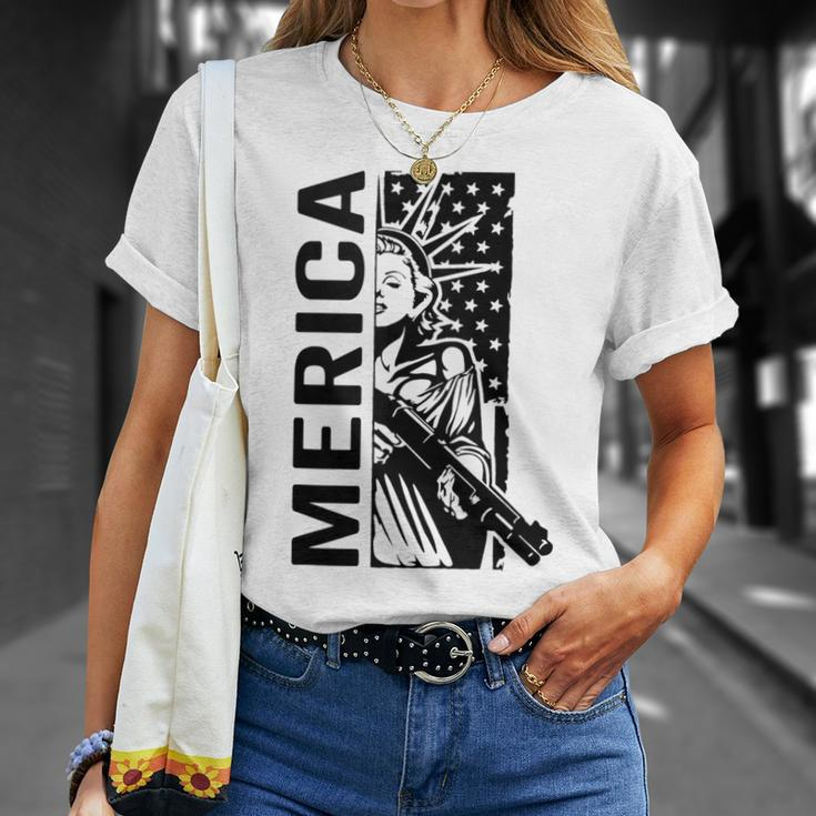 Merica Patriotic Pro Gun Usa Liberty Lady 4Th Of July Gun T-Shirt Gifts for Her