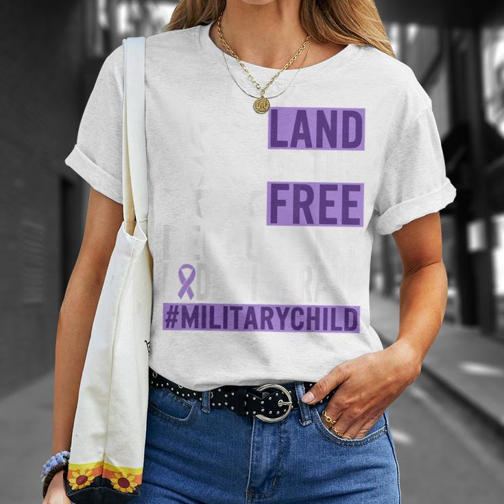 Military Child Month Purple Up Land Of The Free Daddy Brave T-Shirt Gifts for Her