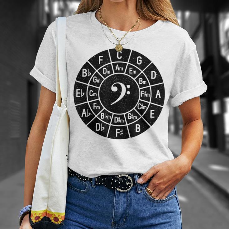 Music Bass Clef Circle Of 5Ths Musician Chords Scales Keys T-Shirt Gifts for Her