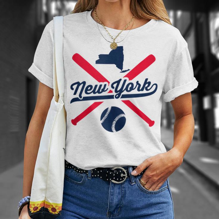 New York Baseball Vintage State Pride Love City Red T-Shirt Gifts for Her