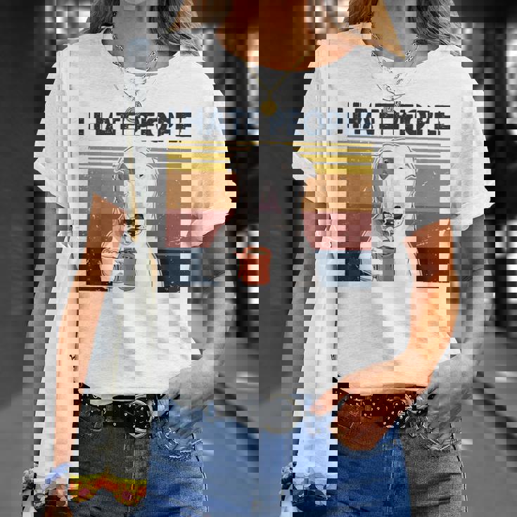 Odio A La Gente Bull Terrier Odio Retrointage Camiseta unisex Regalos para ella