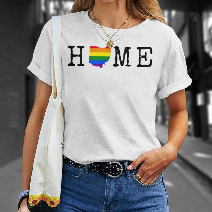 Ohio Rainbow Pride Home State Map T-Shirt Gifts for Her