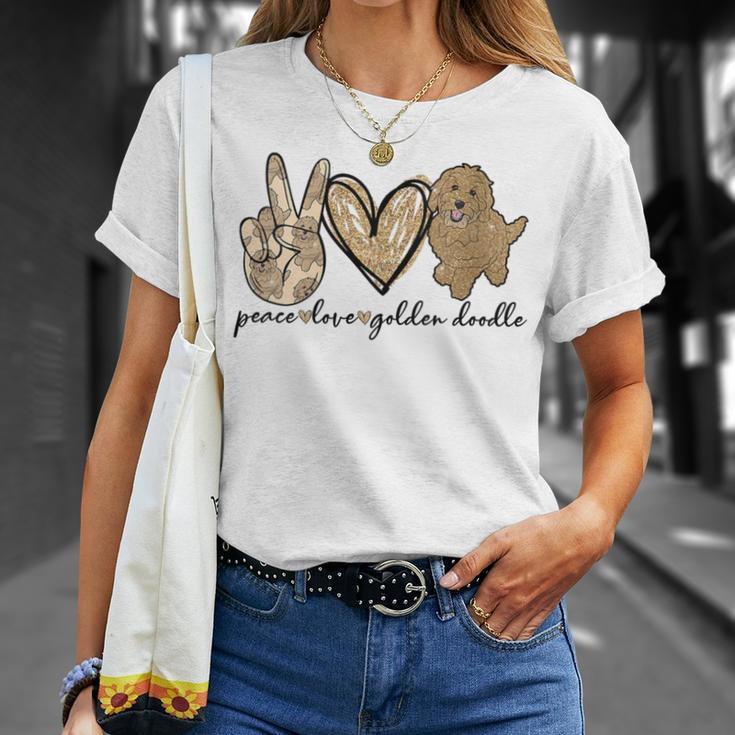 Peace Love Golden Doodle Dog Pet Lovers Doodle Dog T-Shirt Gifts for Her