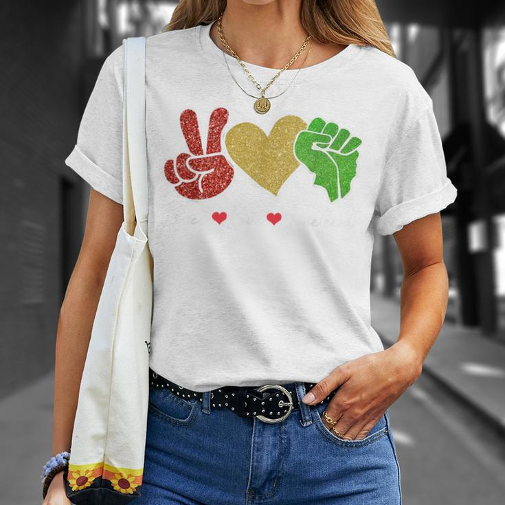 Peace Love Junenth 1865 Black Pride Freedom Women T-Shirt Gifts for Her