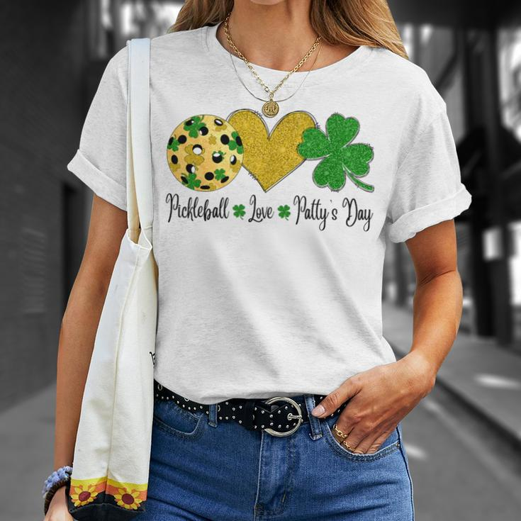 Peace Love Patty's Day Pickleball Shamrocks St Patrick's Day T-Shirt Gifts for Her