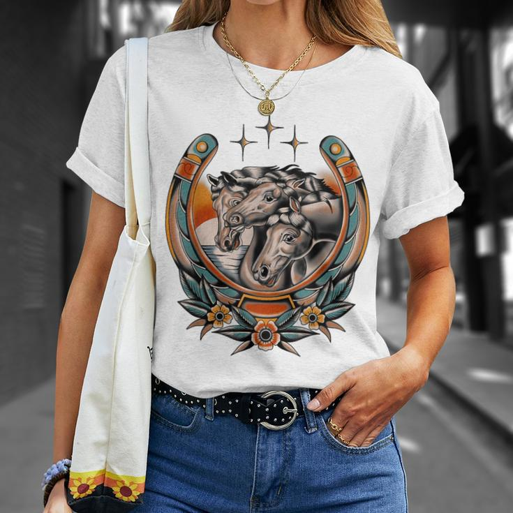 Pharaoh's Horses Vintage Traditional Tattoo Artist Flash Ink T-Shirt Gifts for Her