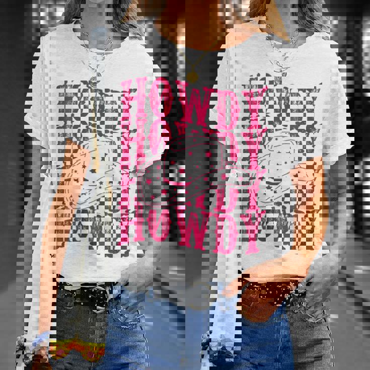 Pink Howdy Cowboy Rodeo Hat For Retro Cowgirl T-Shirt Gifts for Her