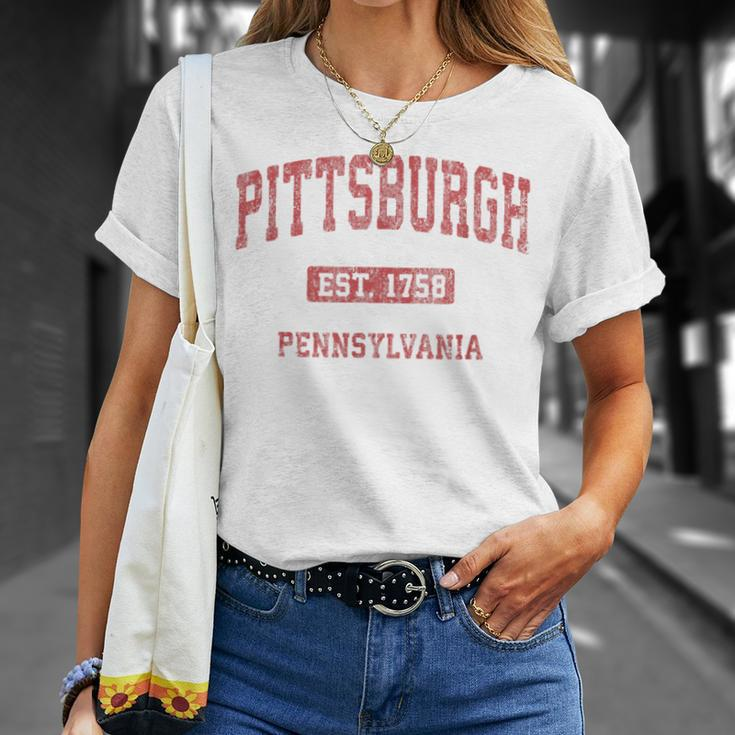 Pittsburgh Pennsylvania Pa Vintage Athletic Sports T-Shirt Gifts for Her