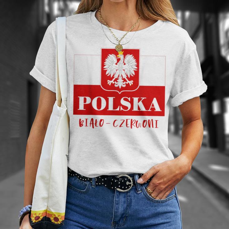 Polska Bialo-Czerwoni Polnische Flagge Polnisches Emblem Weißer Adler T-Shirt Geschenke für Sie