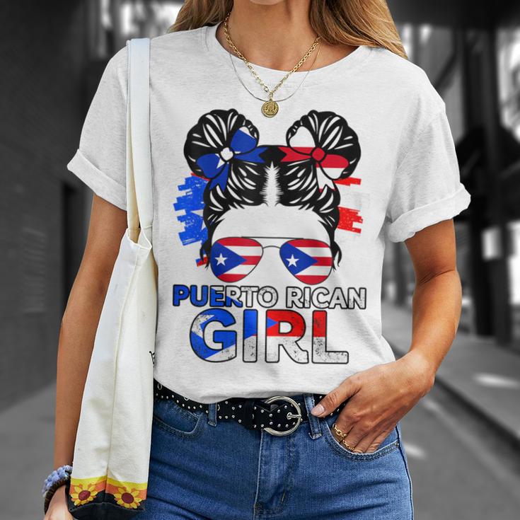 Puerto Rico Flag Messy Puerto Rican Girls Souvenirs T-Shirt Gifts for Her