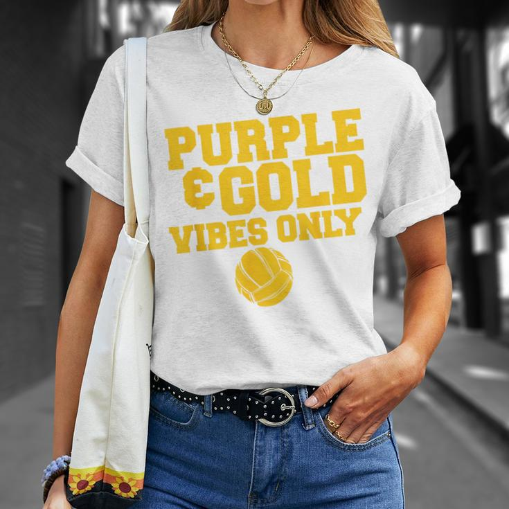 Purple Gold Game Day High School Volleyball Group Team T-Shirt Gifts for Her
