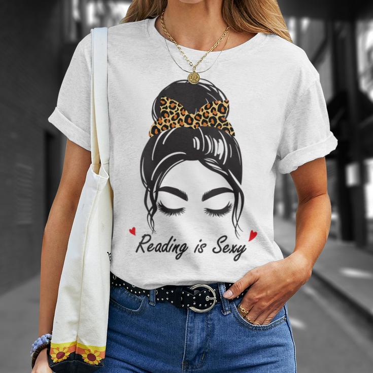 Reading Is Sexy Messy Bun T-Shirt Gifts for Her