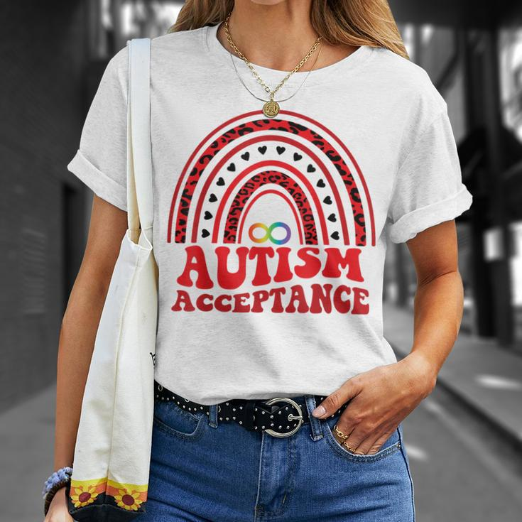 Red Instead Autism Awareness Acceptance Education Teacher T-Shirt Gifts for Her