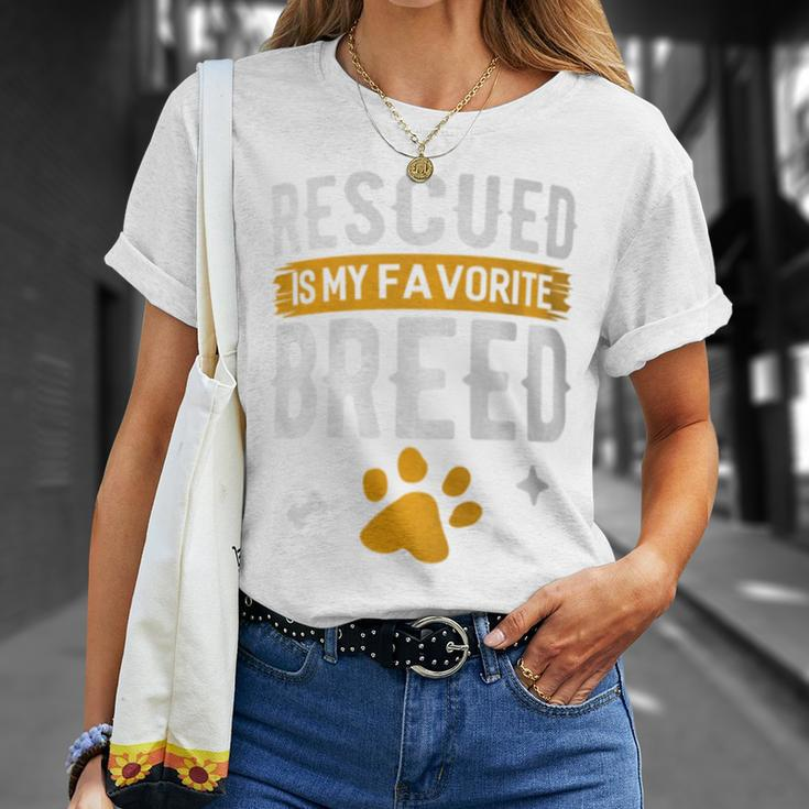 Rescued Is My Favorite Breed Animal Rescue Foster T-Shirt Gifts for Her