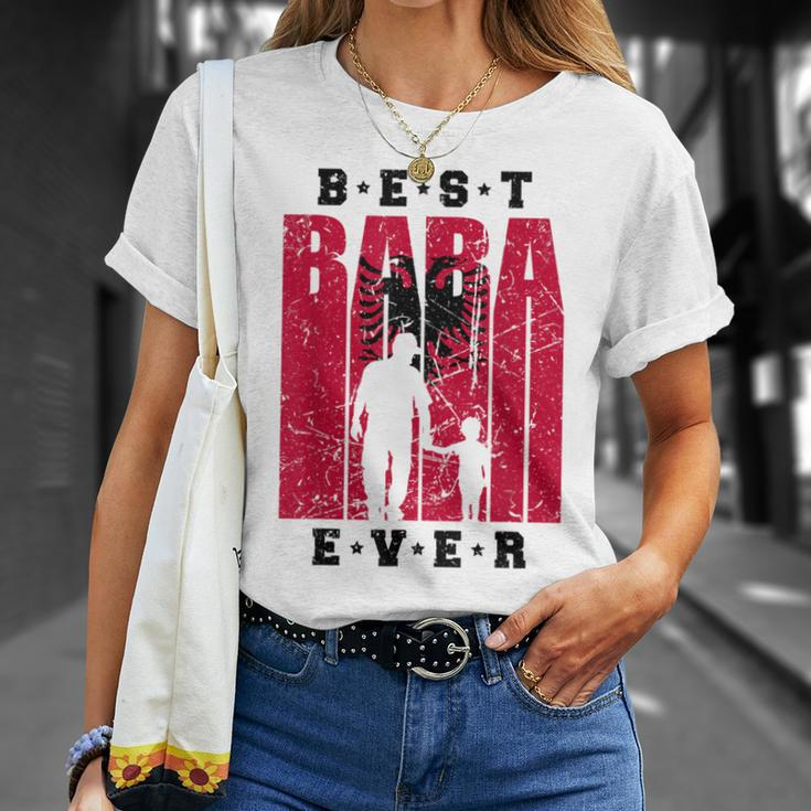 Retro Albania Baba With Son Albanian Dad Of A Boy Shqiptar T-Shirt Gifts for Her