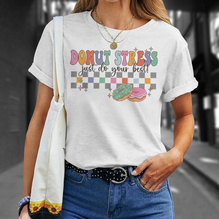 Retro Donut Stress Just Do Your Best Teacher Appreciation T-Shirt Gifts for Her