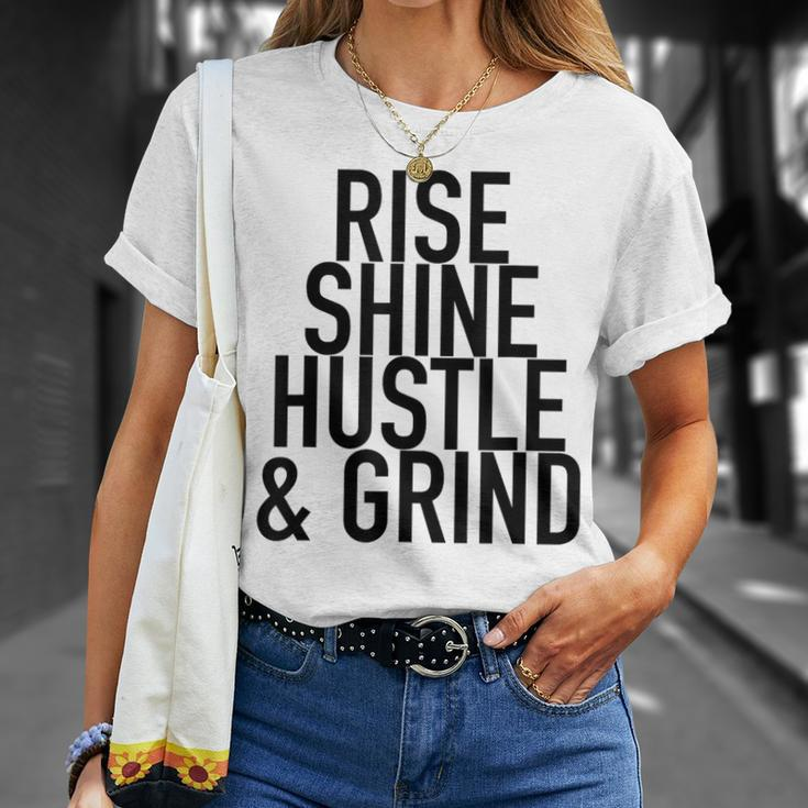 Rise Shine Hustle And Grind Motivational Quote T-Shirt Gifts for Her