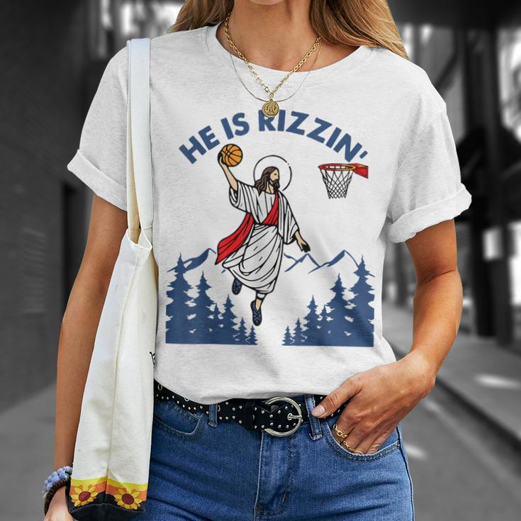 He Is Rizzin Jesus Basketball Easter Religious T-Shirt Gifts for Her