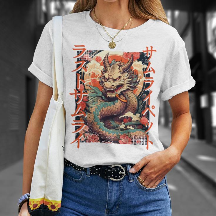 Rückenprint Samurai-Drachenkrieger Japanischer Ninja Kawaii T-Shirt Geschenke für Sie