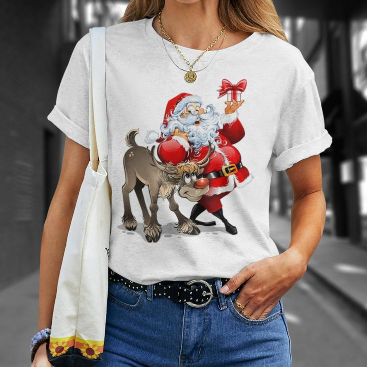 Santa Claus & Rudolph Red Nosed Reindeer Christmas T-Shirt Gifts for Her