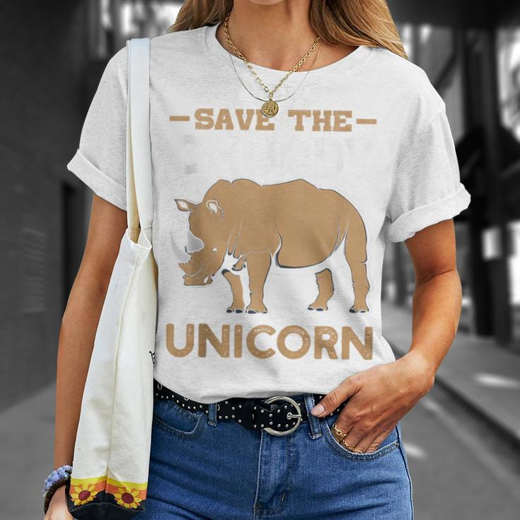 Save The Chubby Unicorns Rhino Rhinoceros Zoo Vintage Cool T-Shirt Gifts for Her