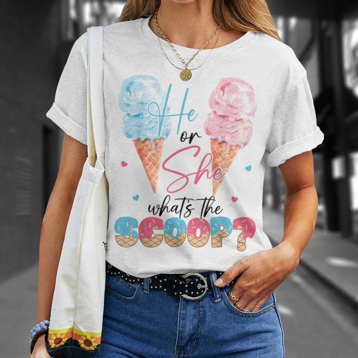 He Or She What's The Scoop Ice Cream Gender Reveal Party T-Shirt Gifts for Her