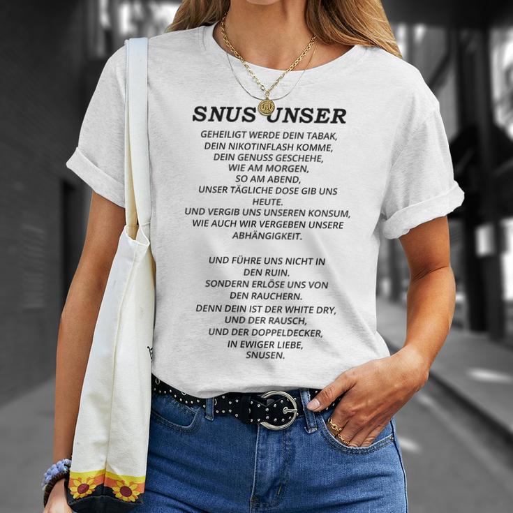 Snus Unser Heilgt Werde Dein Tabak T-Shirt Geschenke für Sie