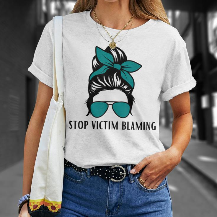 Stop Victim Blaming Sexual Assault Awareness Month T-Shirt Gifts for Her