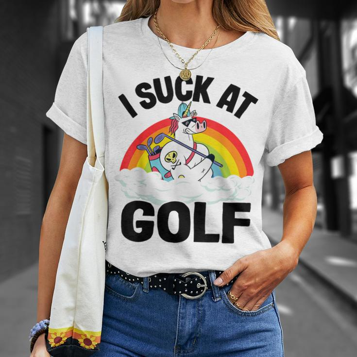 I Suck At Golf Golf Loser Unicorn Sarcastic Golfing T-Shirt Gifts for Her