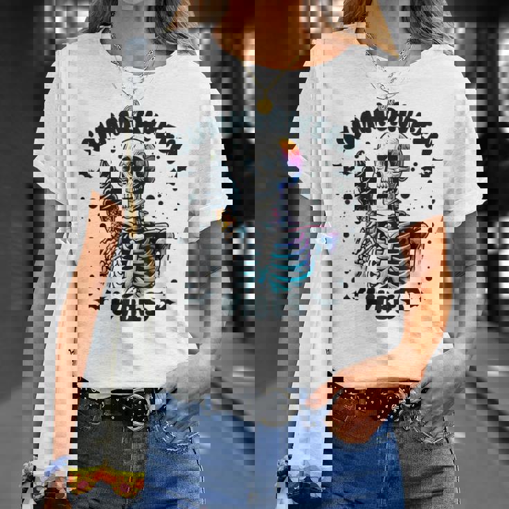 Summerween Vibes Skeleton Ice Cream Summer Vacation T-Shirt Gifts for Her