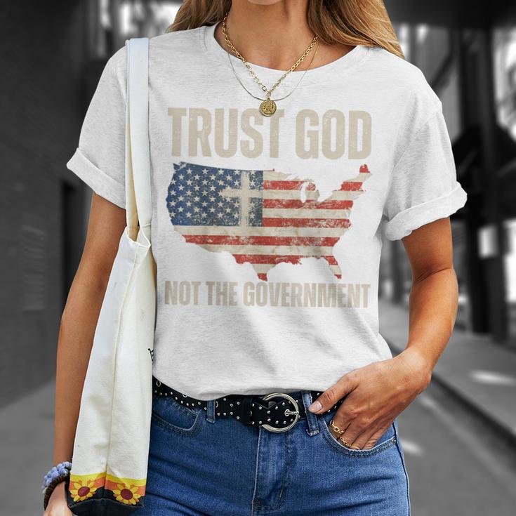 Trust God Not The Government Christian Faith America Flag T-Shirt Gifts for Her