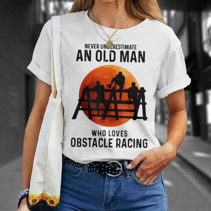 Never Underestimate An Old Man Who Loves Obstacle Racing T-Shirt Gifts for Her