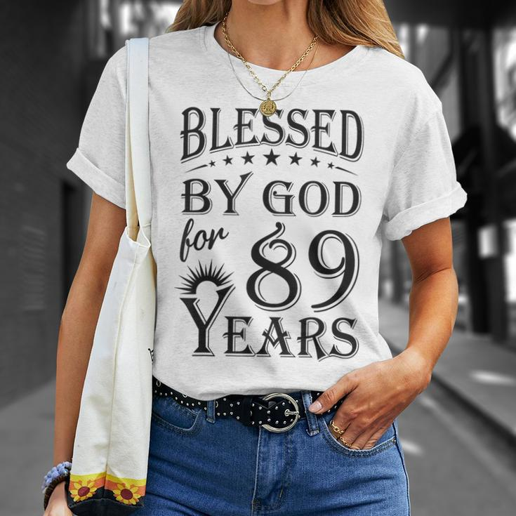 Vintage Blessed By God For 89 Years Happy 89Th Birthday T-Shirt Gifts for Her