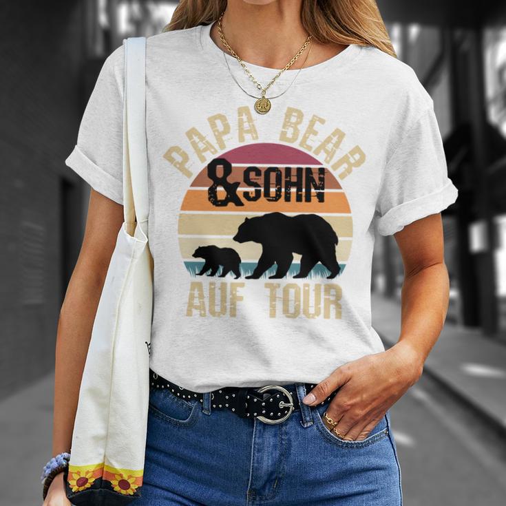 Vintage Papa Bear Und Sohn Auf Tour Wandern Campenatertag T-Shirt Geschenke für Sie