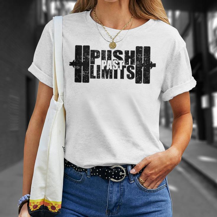 Weight Lifting Push Past Limits Gym Fitness T-Shirt Gifts for Her