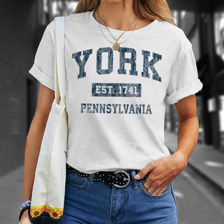 York Pennsylvania Pa Vintage Sports Navy Print T-Shirt Gifts for Her