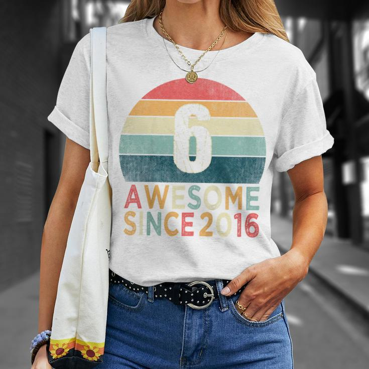 Youth 6Th Birthday Vintage Retro 6 Years Old Awesome Since 2016 T-Shirt Gifts for Her