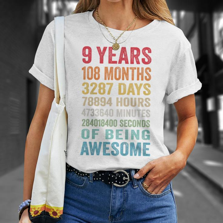 Youth 9Th Birthday 9 Years Old Vintage Retro 108 Months T-Shirt Gifts for Her